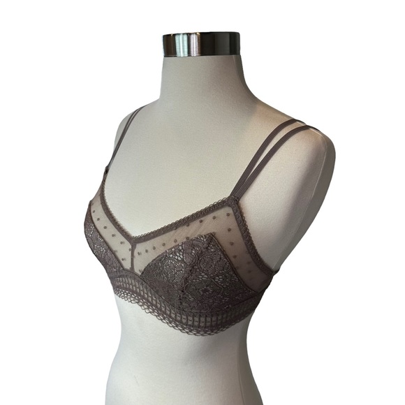 Victorias Secret Bra Women Bralette Lace Mesh Adjustable Straps Gray Extra Small - Picture 5 of 12
